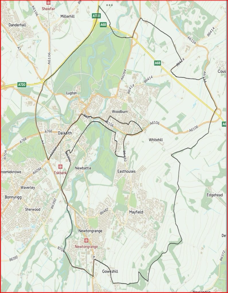Image showing the Newbattle: St Nicholas Buccleuch parish boundry